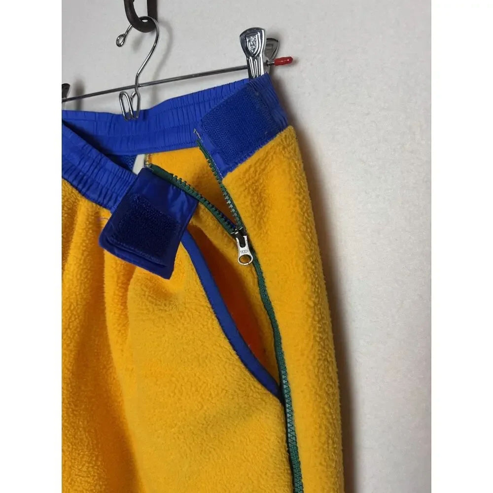 The North Face Colorblock Fleece Jogger Side Zipper Yellow Pants Men's Size L